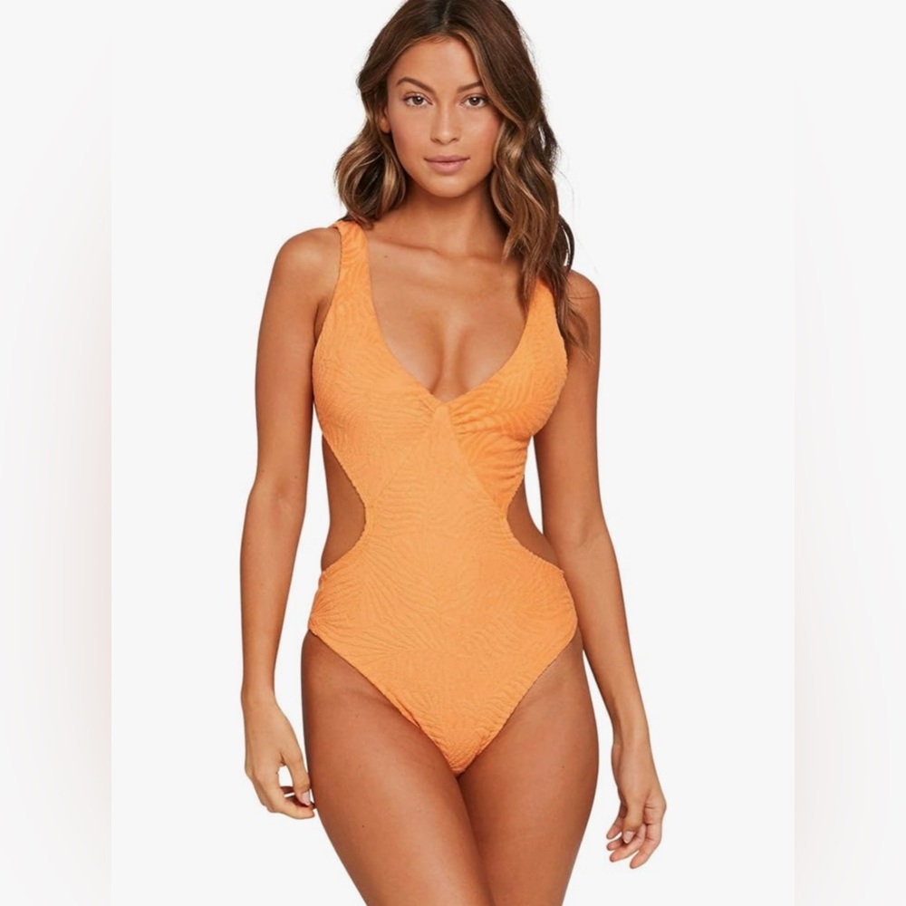 L*Space orange open back Terry Cloth Monaco One Piece Swimsuit size 8